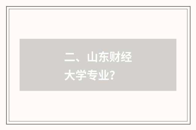 二、山东财经大学专业？