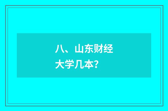 八、山东财经大学几本？