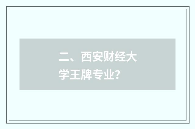 二、西安财经大学王牌专业？