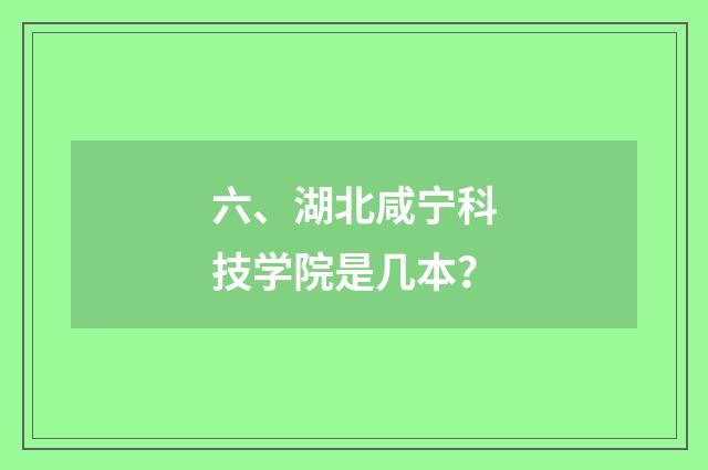 六、湖北咸宁科技学院是几本?