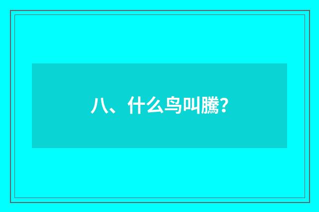 八、什么鸟叫騰?