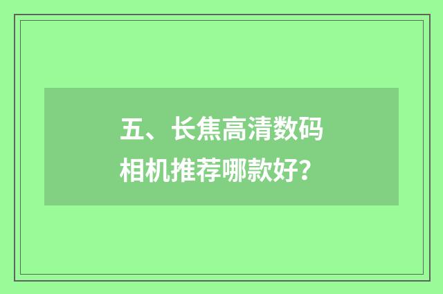 五、长焦高清数码相机推荐哪款好？