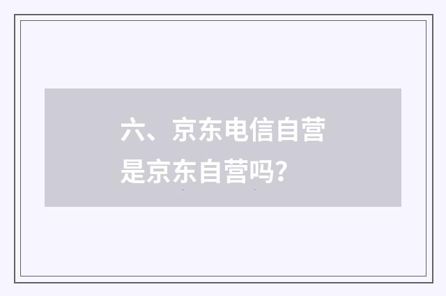 六、京东电信自营是京东自营吗？
