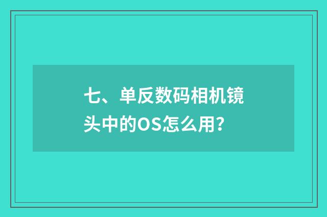 七、单反数码相机镜头中的OS怎么用?