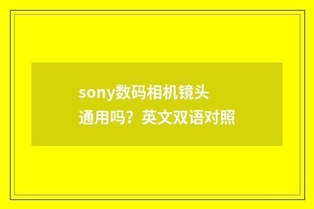 sony数码相机镜头通用吗？英文双语对照