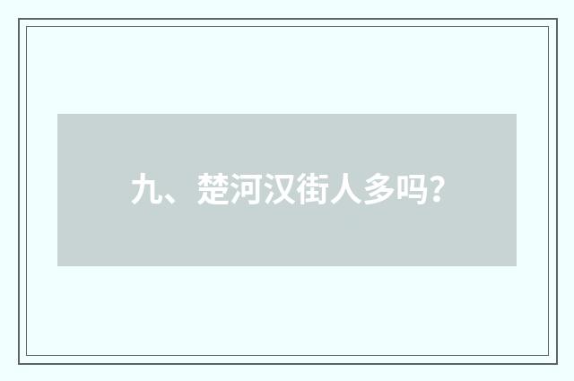 九、楚河汉街人多吗？
