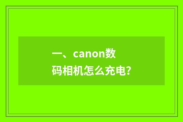 一、canon数码相机怎么充电？