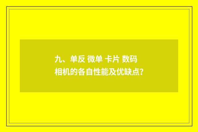 九、单反 微单 卡片 数码相机的各自性能及优缺点？