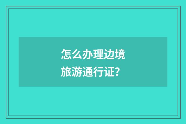 怎么办理边境旅游通行证？