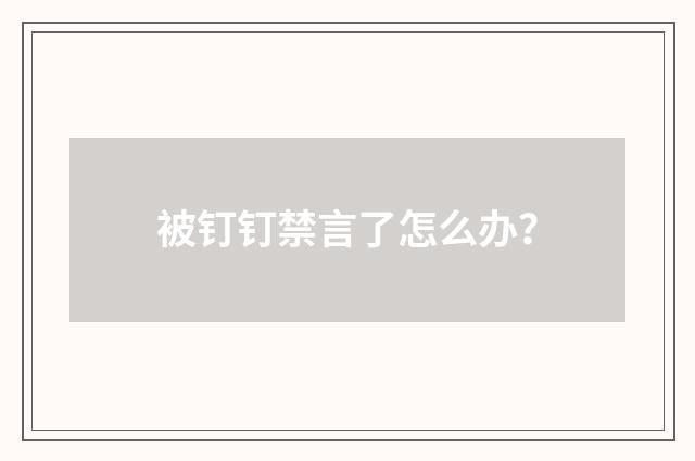 被钉钉禁言了怎么办?