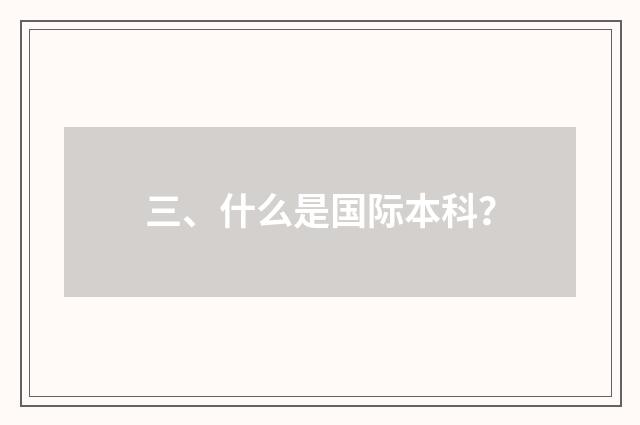三、什么是国际本科?