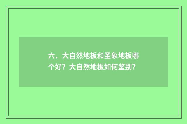六、大自然地板和圣象地板哪个好?大自然地板如何鉴别?