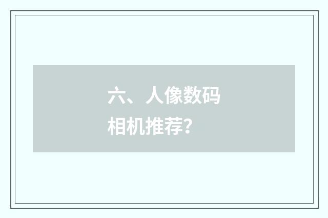六、人像数码相机推荐?