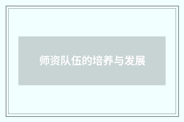 师资队伍的培养与发展