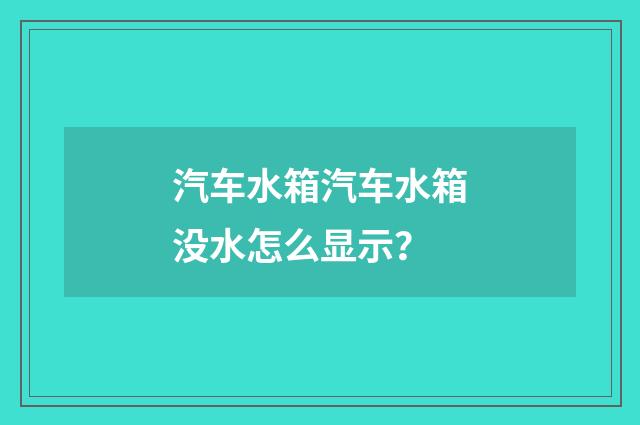 汽车水箱汽车水箱没水怎么显示？