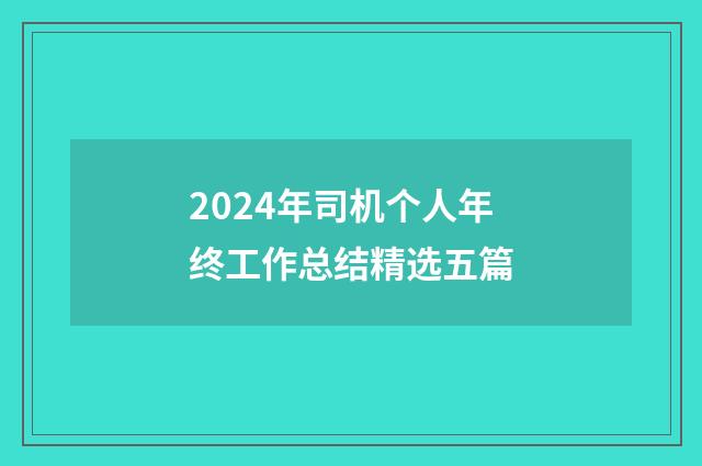 2024年司机个人年终工作总结精选五篇