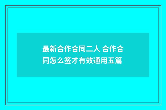 最新合作合同二人 合作合同怎么签才有效通用五篇