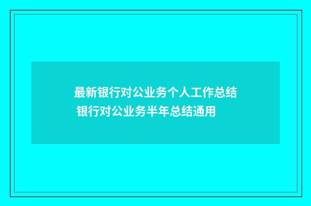 最新银行对公业务个人工作总结 银行对公业务半年总结通用