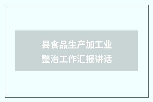 县食品生产加工业整治工作汇报讲话