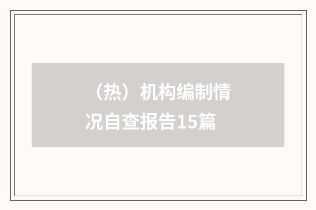 (热)机构编制情况自查报告15篇