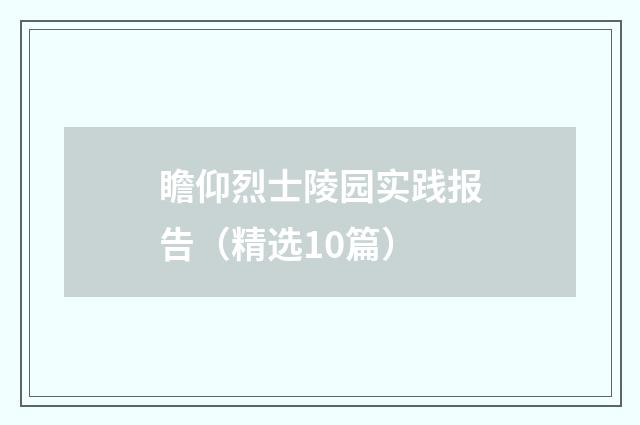 瞻仰烈士陵园实践报告（精选10篇）