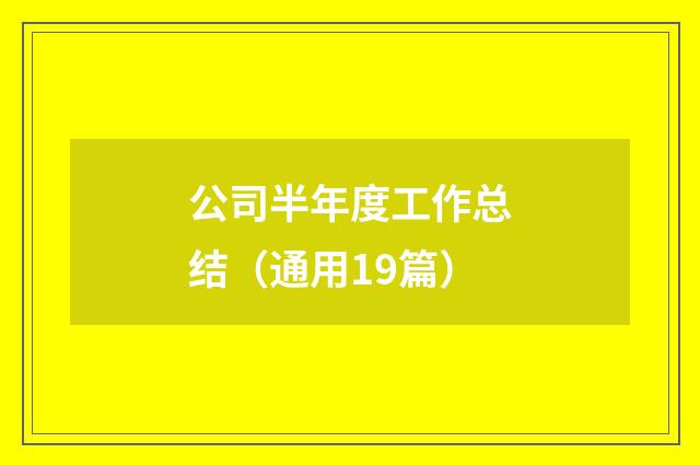 公司半年度工作总结（通用19篇）