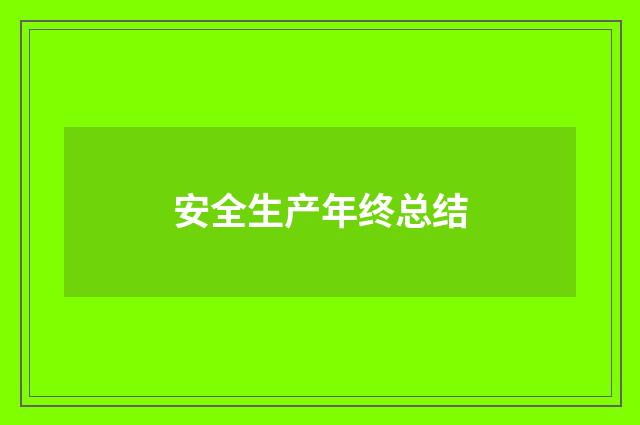 安全生产年终总结