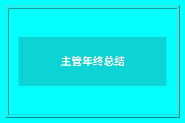 主管年终总结