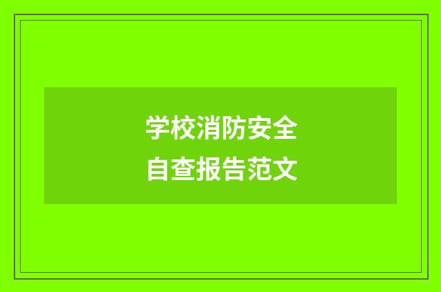 学校消防安全自查报告范文