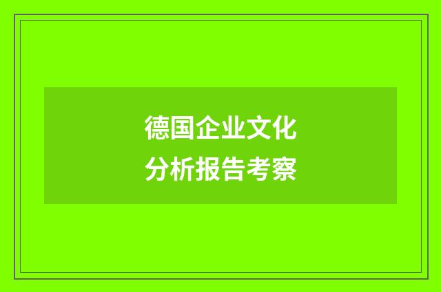 德国企业文化分析报告考察