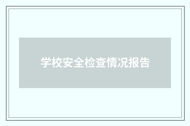 学校安全检查情况报告