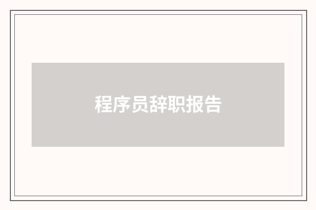 程序员辞职报告