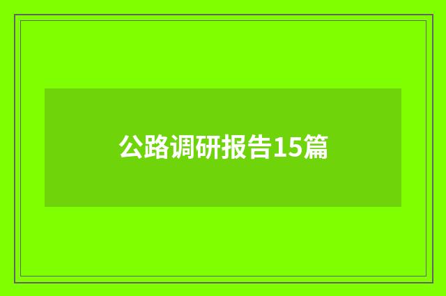 公路调研报告15篇