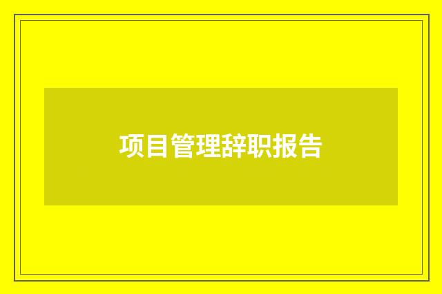 项目管理辞职报告