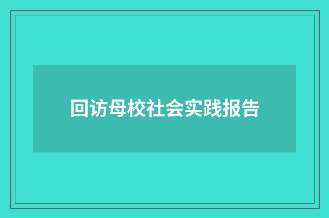 回访母校社会实践报告