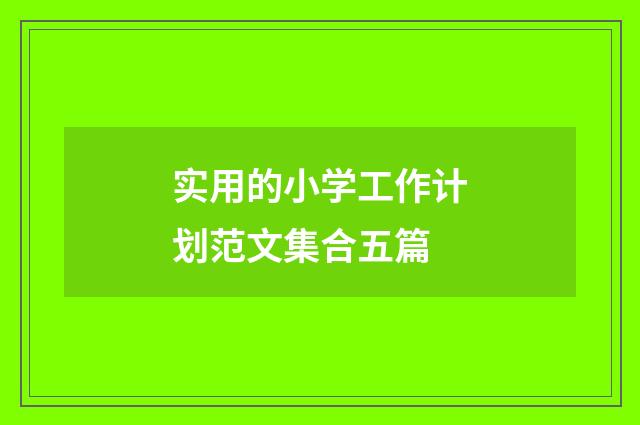 实用的小学工作计划范文集合五篇