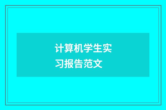 计算机学生实习报告范文