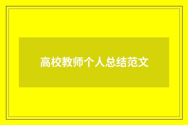 高校教师个人总结范文