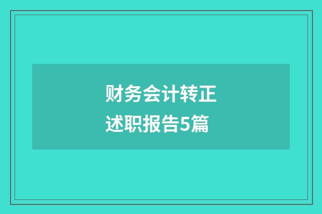 财务会计转正述职报告5篇