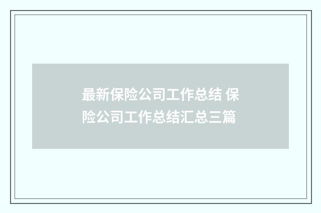 最新保险公司工作总结 保险公司工作总结汇总三篇