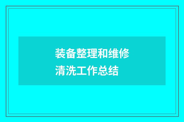 装备整理和维修清洗工作总结