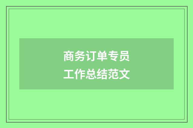 商务订单专员工作总结范文