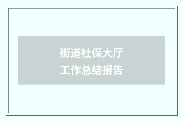 街道社保大厅工作总结报告