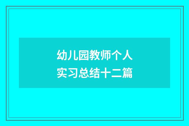 幼儿园教师个人实习总结十二篇