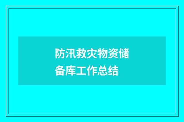 防汛救灾物资储备库工作总结