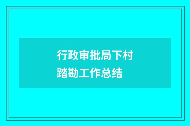 行政审批局下村踏勘工作总结