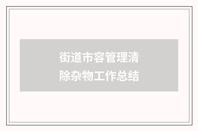 街道市容管理清除杂物工作总结