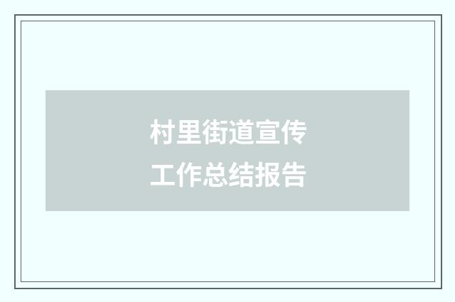 村里街道宣传工作总结报告