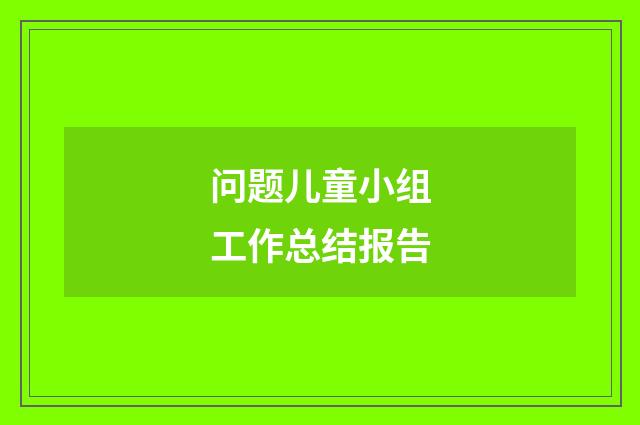 问题儿童小组工作总结报告