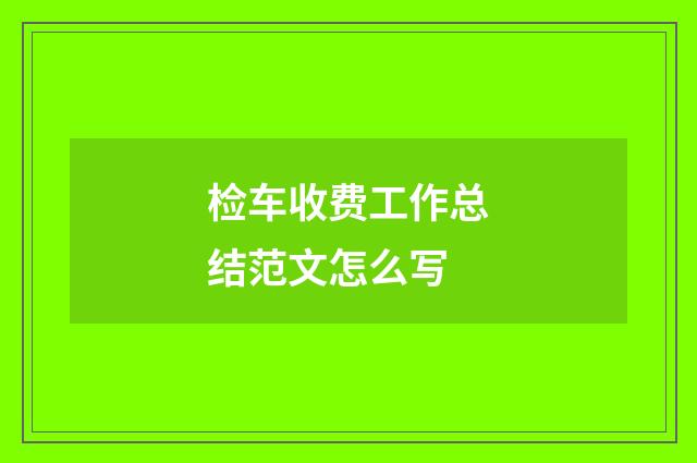 检车收费工作总结范文怎么写
